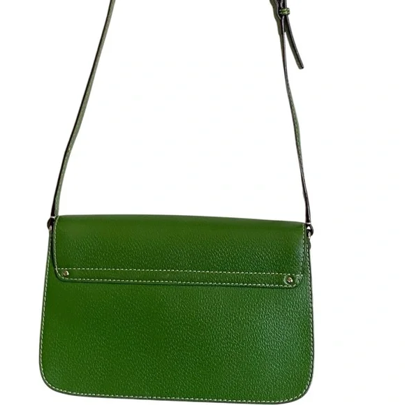 Kate Spade Wellesley Flynn Crossbody Bag Lime Green Leather Purse Dark Academia - Picture 11 of 13